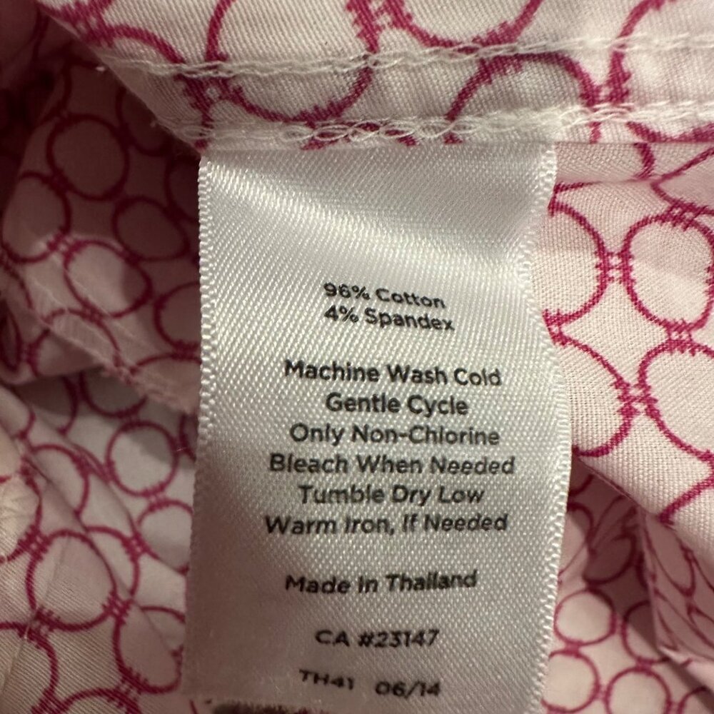 TALBOTS WOMENS WRINKLE RESISTANT FUSHIA PINK WHITE LONG SLEEVE BUTTON SHIRT 14 - Picture 7 of 8